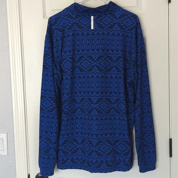 Rhoback Men's Performance Q-Zip Blue Geometric Pullover - Picture 4 of 5